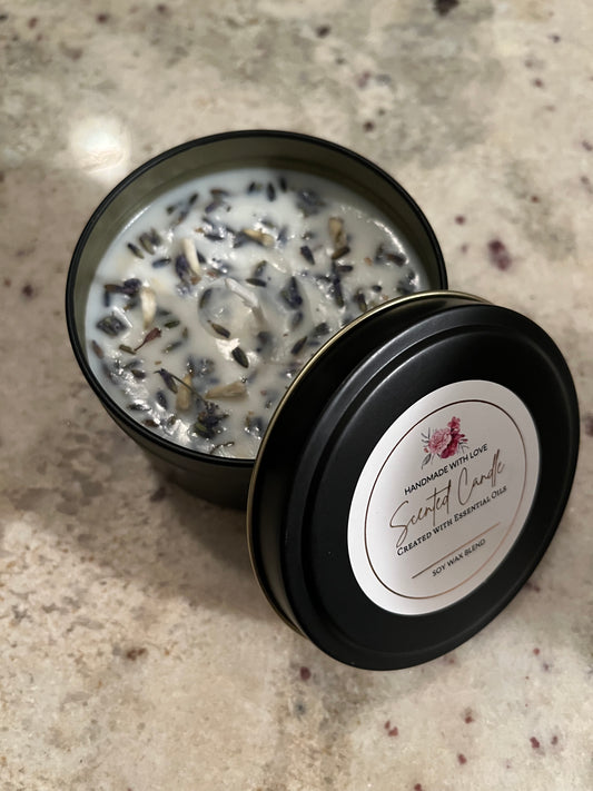 Wildflower Sprinkled Vanilla/Lavender Aromatherapy Candle